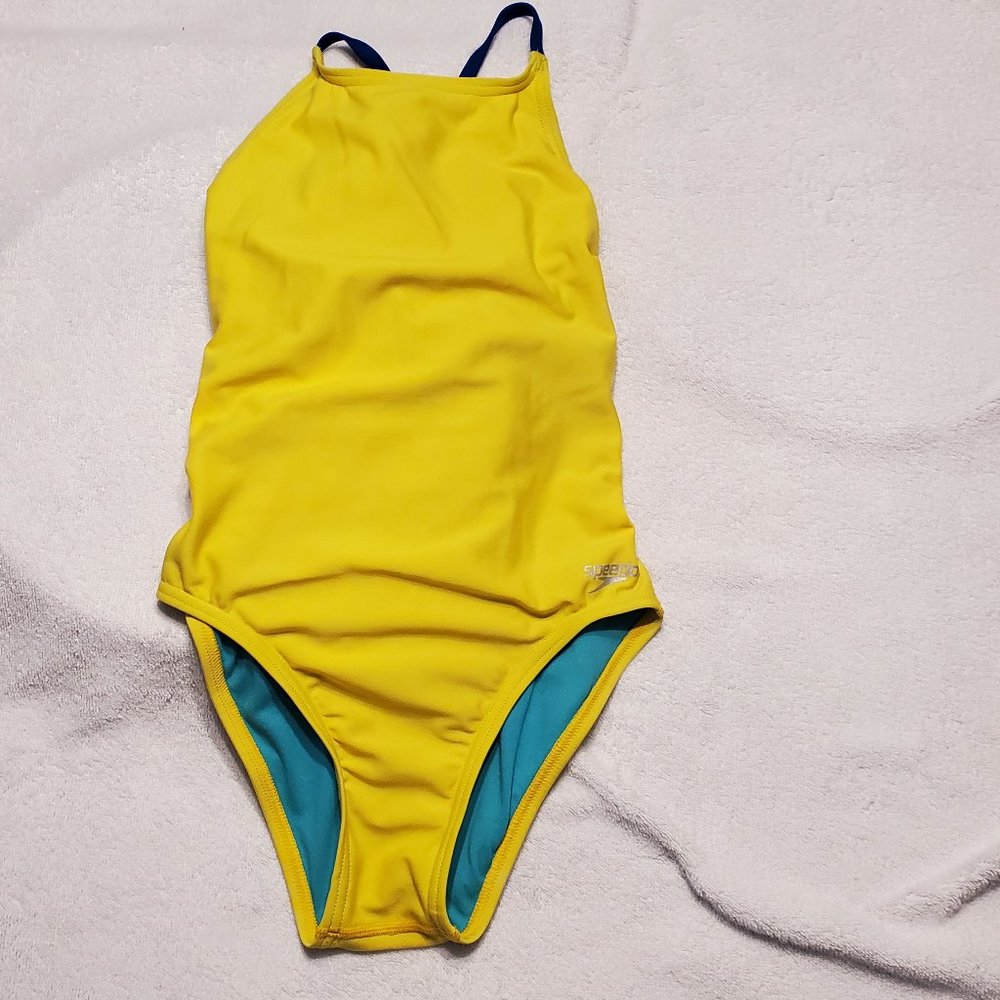 Speedo Yellow Tie-back Swimsuit  - Size 28